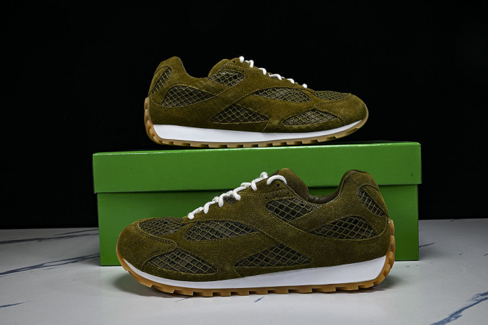 THICK-SOLED BREATHABLE MESH CASUAL SPORTS SHOES GREEN/GREEN/GREEN