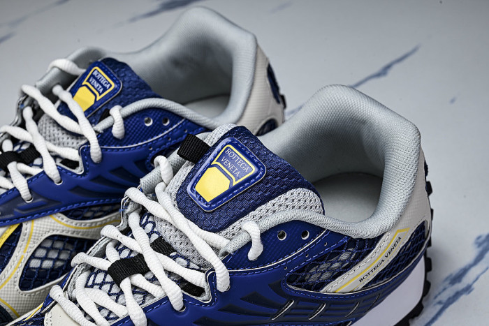 THICK-SOLED BREATHABLE MESH CASUAL SPORTS SHOES BLUE/WHITE/YELLOW