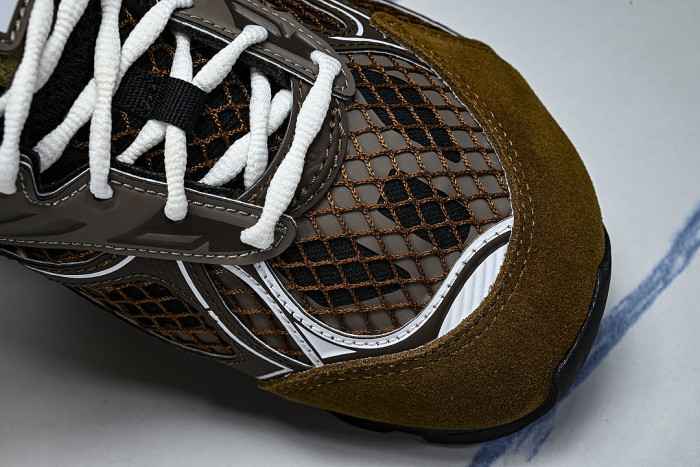 THICK-SOLED BREATHABLE MESH CASUAL SPORTS SHOES BROWN/GREEN