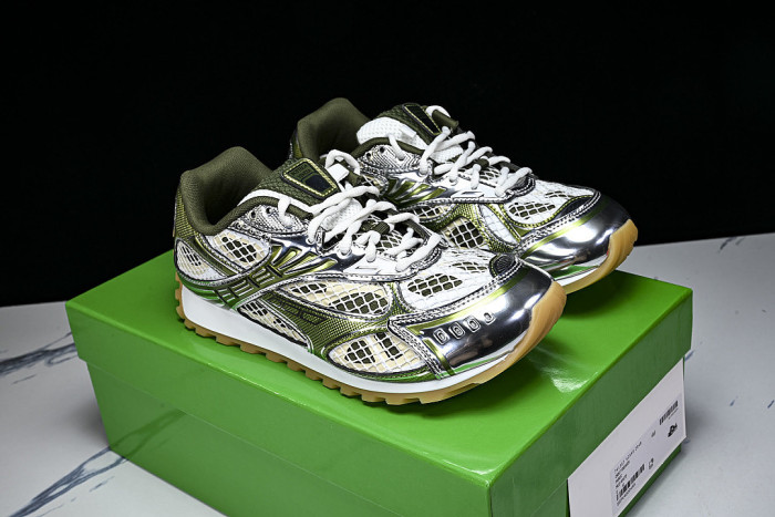 THICK-SOLED BREATHABLE MESH CASUAL SPORTS SHOES BEIGE/GREEN/WHITE