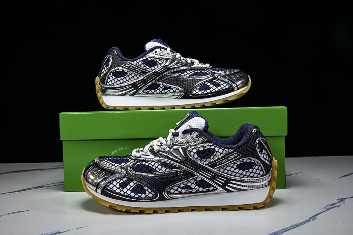 THICK-SOLED BREATHABLE MESH CASUAL SPORTS SHOES NAVY BLUE/WHITE