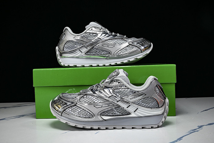 THICK-SOLED BREATHABLE MESH CASUAL SPORTS SHOES GREY/SILVER