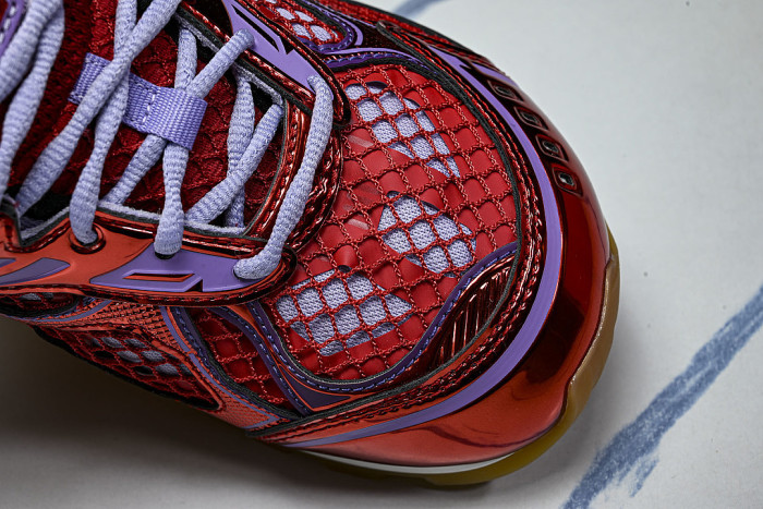 THICK-SOLED BREATHABLE MESH CASUAL SPORTS SHOES RED/PURPLE