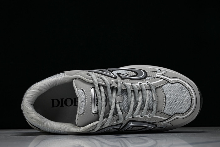 LEATHER MESH SPORTS CASUAL SHOES GREY/GREY/GREY