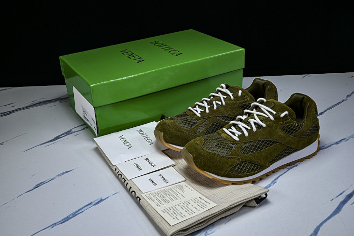THICK-SOLED BREATHABLE MESH CASUAL SPORTS SHOES GREEN/GREEN/GREEN