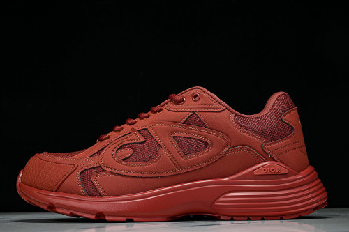 LEATHER MESH SPORTS CASUAL SHOES RED/RED/RED