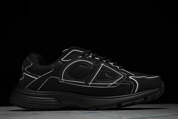 LEATHER MESH SPORTS CASUAL SHOES BLACK/BLACK/BLACK