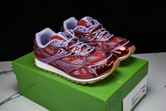 THICK-SOLED BREATHABLE MESH CASUAL SPORTS SHOES RED/PURPLE