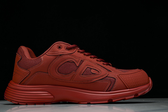 LEATHER MESH SPORTS CASUAL SHOES RED/RED/RED