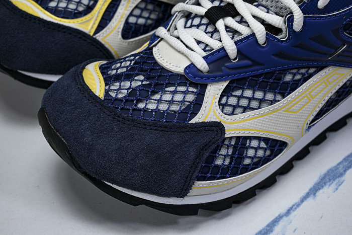 THICK-SOLED BREATHABLE MESH CASUAL SPORTS SHOES BLUE/WHITE/YELLOW