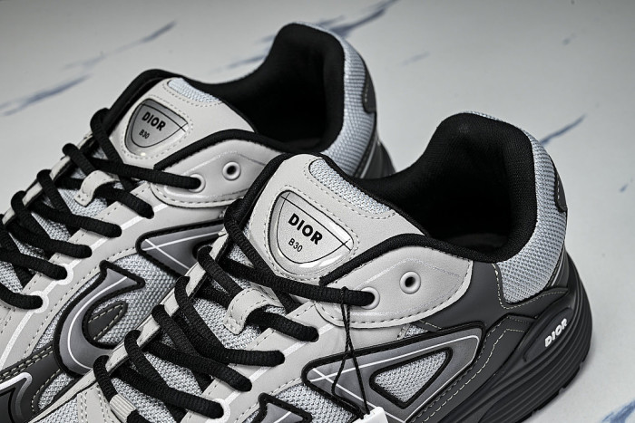 LEATHER MESH SPORTS CASUAL SHOES GREY/WHITE/GREY