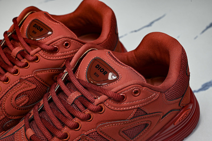 LEATHER MESH SPORTS CASUAL SHOES RED/RED/RED