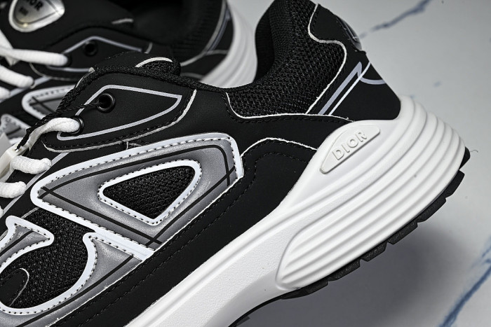 LEATHER MESH SPORTS CASUAL SHOES BLACK/GREY
