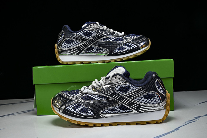 THICK-SOLED BREATHABLE MESH CASUAL SPORTS SHOES BLACK/WHITE/BLUE