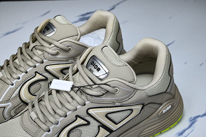 LEATHER MESH SPORTS CASUAL SHOES BEIGE/BEIGE/BEIGE