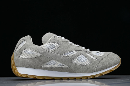 THICK-SOLED BREATHABLE MESH CASUAL SPORTS SHOES GREY/WHITE/GREY