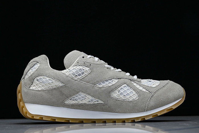 THICK-SOLED BREATHABLE MESH CASUAL SPORTS SHOES GREY/WHITE/GREY