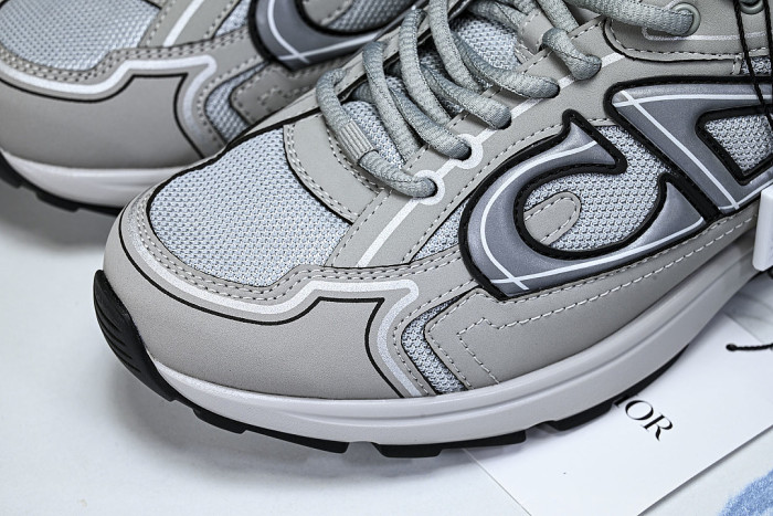 LEATHER MESH SPORTS CASUAL SHOES GREY/GREY/GREY