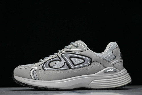LEATHER MESH SPORTS CASUAL SHOES GREY/GREY/GREY