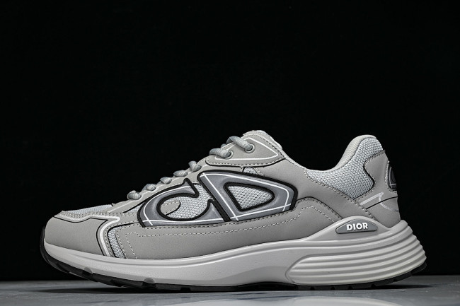 LEATHER MESH SPORTS CASUAL SHOES GREY/GREY/GREY