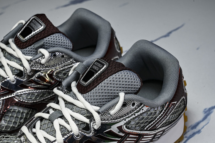 THICK-SOLED BREATHABLE MESH CASUAL SPORTS SHOES GREY/BROWN