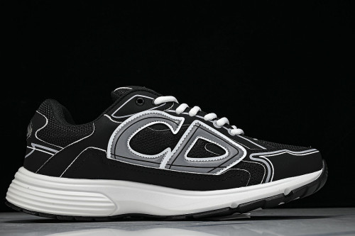LEATHER MESH SPORTS CASUAL SHOES BLACK/GREY