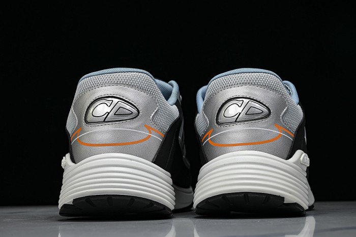 LEATHER MESH SPORTS CASUAL SHOES GREY/BLACK/ORANGE/BLUE