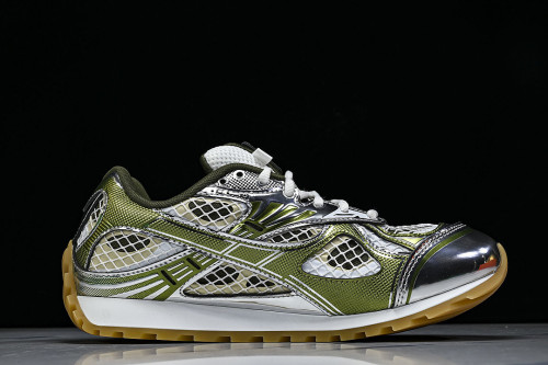 THICK-SOLED BREATHABLE MESH CASUAL SPORTS SHOES BEIGE/GREEN/WHITE