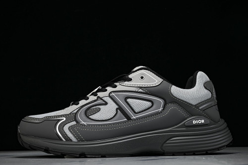 LEATHER MESH SPORTS CASUAL SHOES GREY/WHITE/GREY