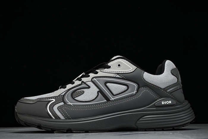 LEATHER MESH SPORTS CASUAL SHOES GREY/WHITE/GREY
