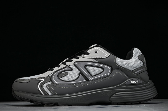 LEATHER MESH SPORTS CASUAL SHOES GREY/WHITE/GREY