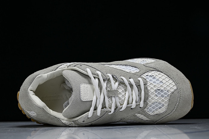 THICK-SOLED BREATHABLE MESH CASUAL SPORTS SHOES GREY/WHITE/GREY