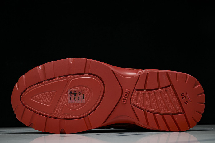 LEATHER MESH SPORTS CASUAL SHOES RED/RED/RED