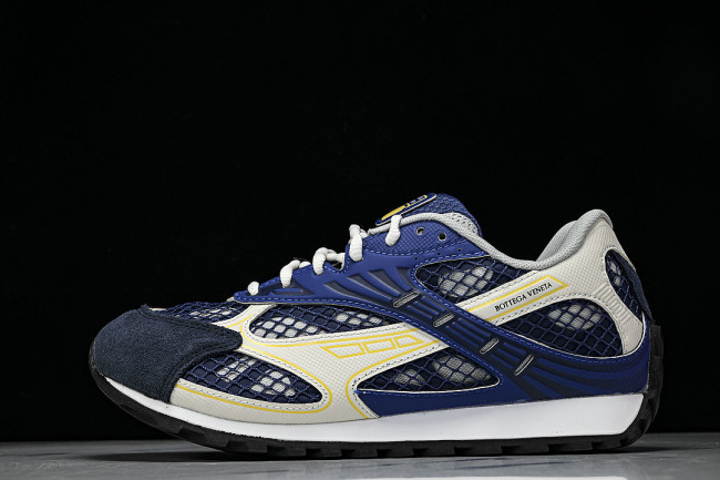 THICK-SOLED BREATHABLE MESH CASUAL SPORTS SHOES BLUE/WHITE/YELLOW