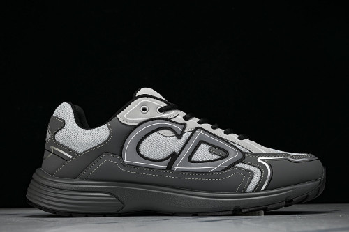 LEATHER MESH SPORTS CASUAL SHOES GREY/WHITE/GREY