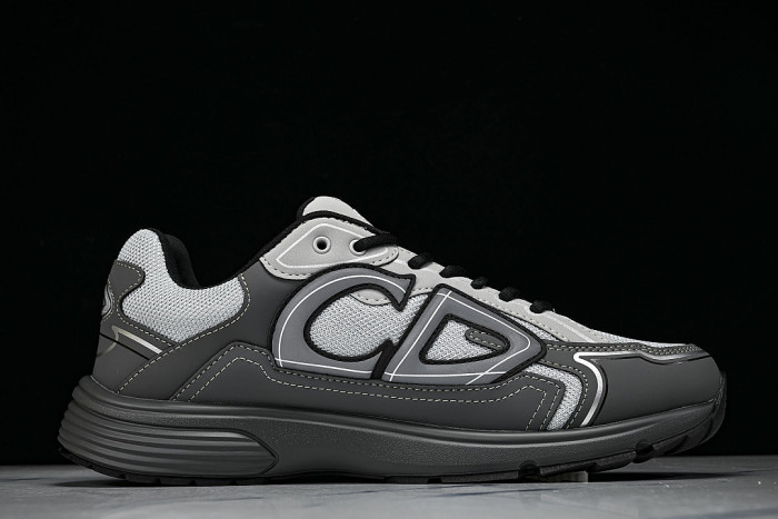 LEATHER MESH SPORTS CASUAL SHOES GREY/WHITE/GREY