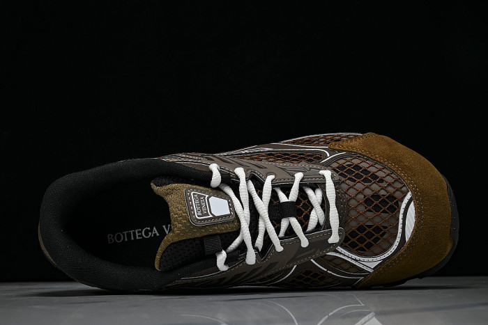 THICK-SOLED BREATHABLE MESH CASUAL SPORTS SHOES BROWN/GREEN
