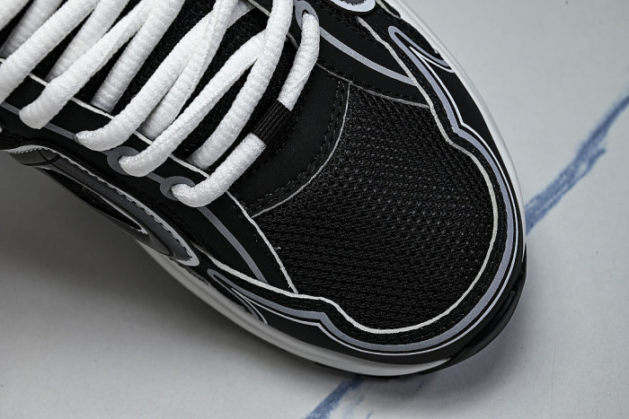 LEATHER MESH SPORTS CASUAL SHOES BLACK/GREY