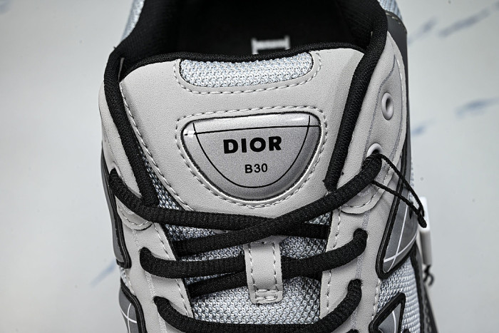 LEATHER MESH SPORTS CASUAL SHOES GREY/WHITE/GREY