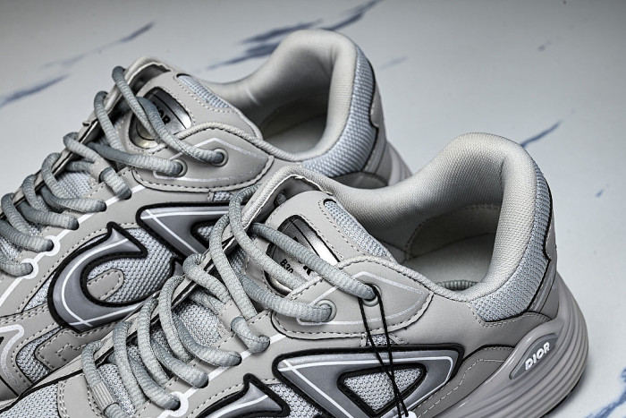 LEATHER MESH SPORTS CASUAL SHOES GREY/GREY/GREY