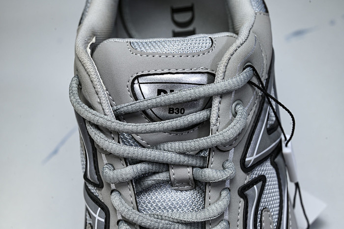 LEATHER MESH SPORTS CASUAL SHOES GREY/GREY/GREY