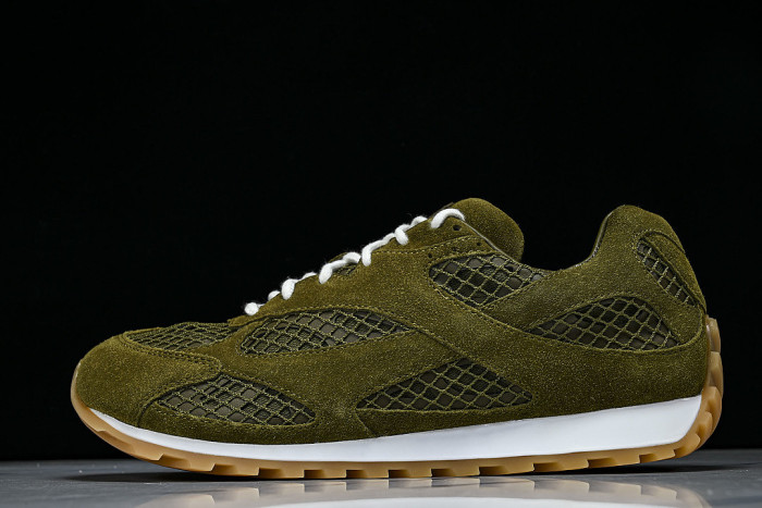THICK-SOLED BREATHABLE MESH CASUAL SPORTS SHOES GREEN/GREEN/GREEN