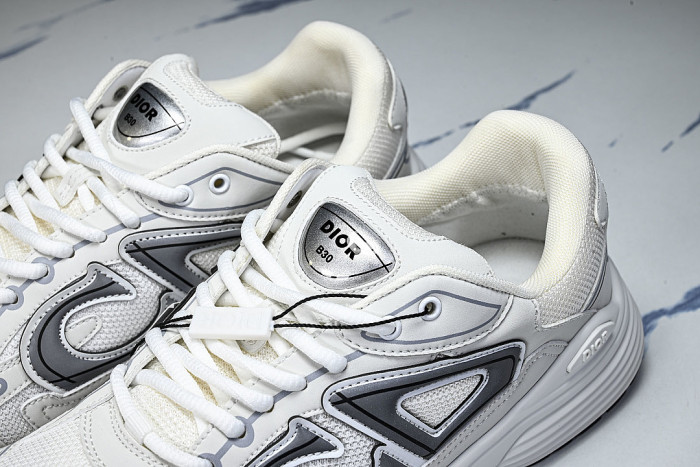 LEATHER MESH SPORTS CASUAL SHOES WHITE/GREY/BLACK