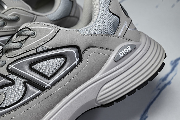 LEATHER MESH SPORTS CASUAL SHOES GREY/GREY/GREY