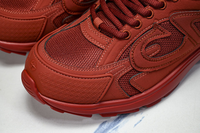 LEATHER MESH SPORTS CASUAL SHOES RED/RED/RED
