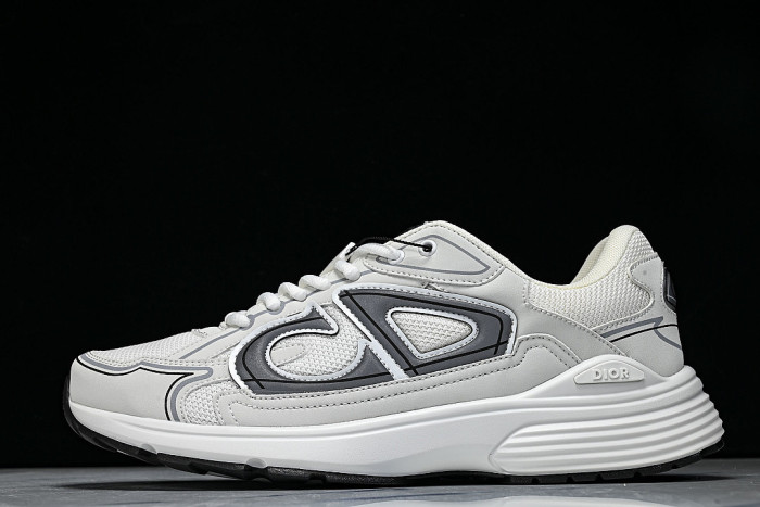 LEATHER MESH SPORTS CASUAL SHOES WHITE/GREY/BLACK