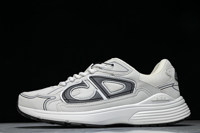 LEATHER MESH SPORTS CASUAL SHOES WHITE/GREY/BLACK