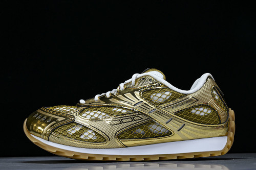 THICK-SOLED BREATHABLE MESH CASUAL SPORTS SHOES GOLD/GOLD/GOLD