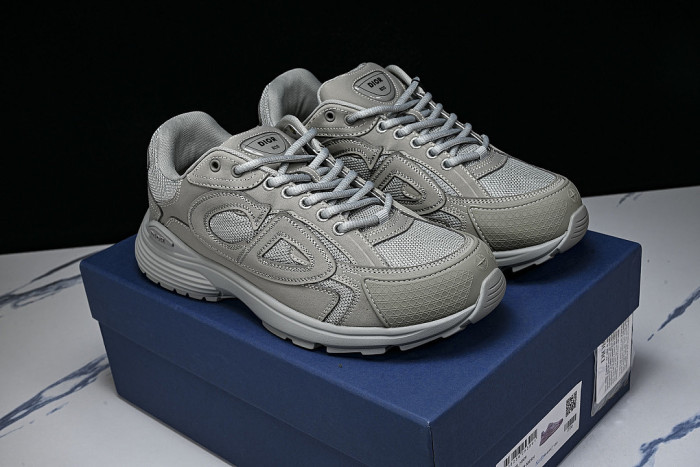LEATHER MESH SPORTS CASUAL SHOES GREY/GREY/GREY