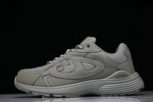 LEATHER MESH SPORTS CASUAL SHOES GREY/GREY/GREY